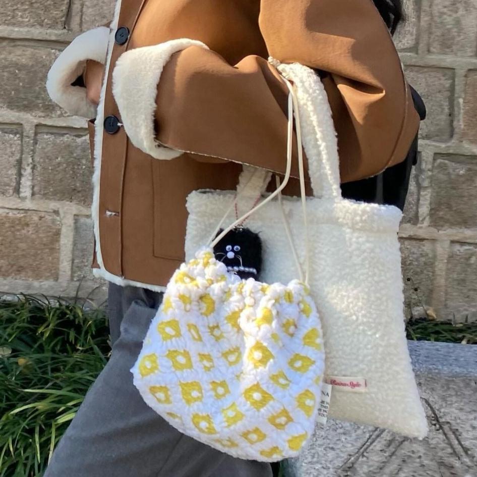 귀여운 Cute Printed Plush Mini Bag