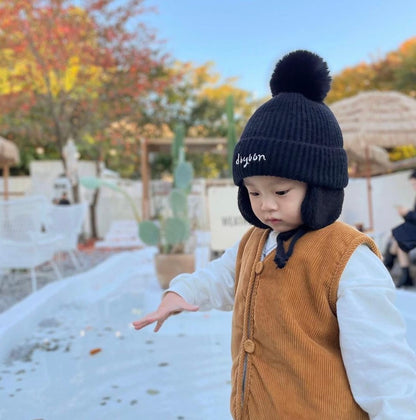 아기 귀마개 방한 니트 모자 Baby ear protection knitted winter hat