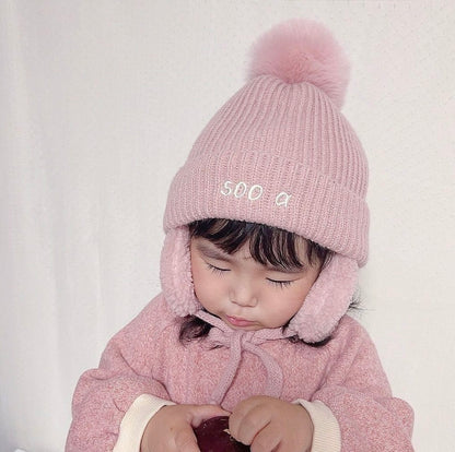 Baby ear protection knitted winter hat 아기모자