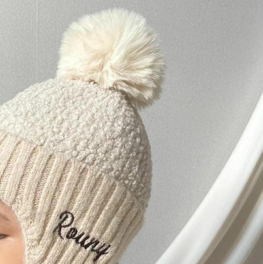 귀여운Ear-protecting knitted hat Custom Name