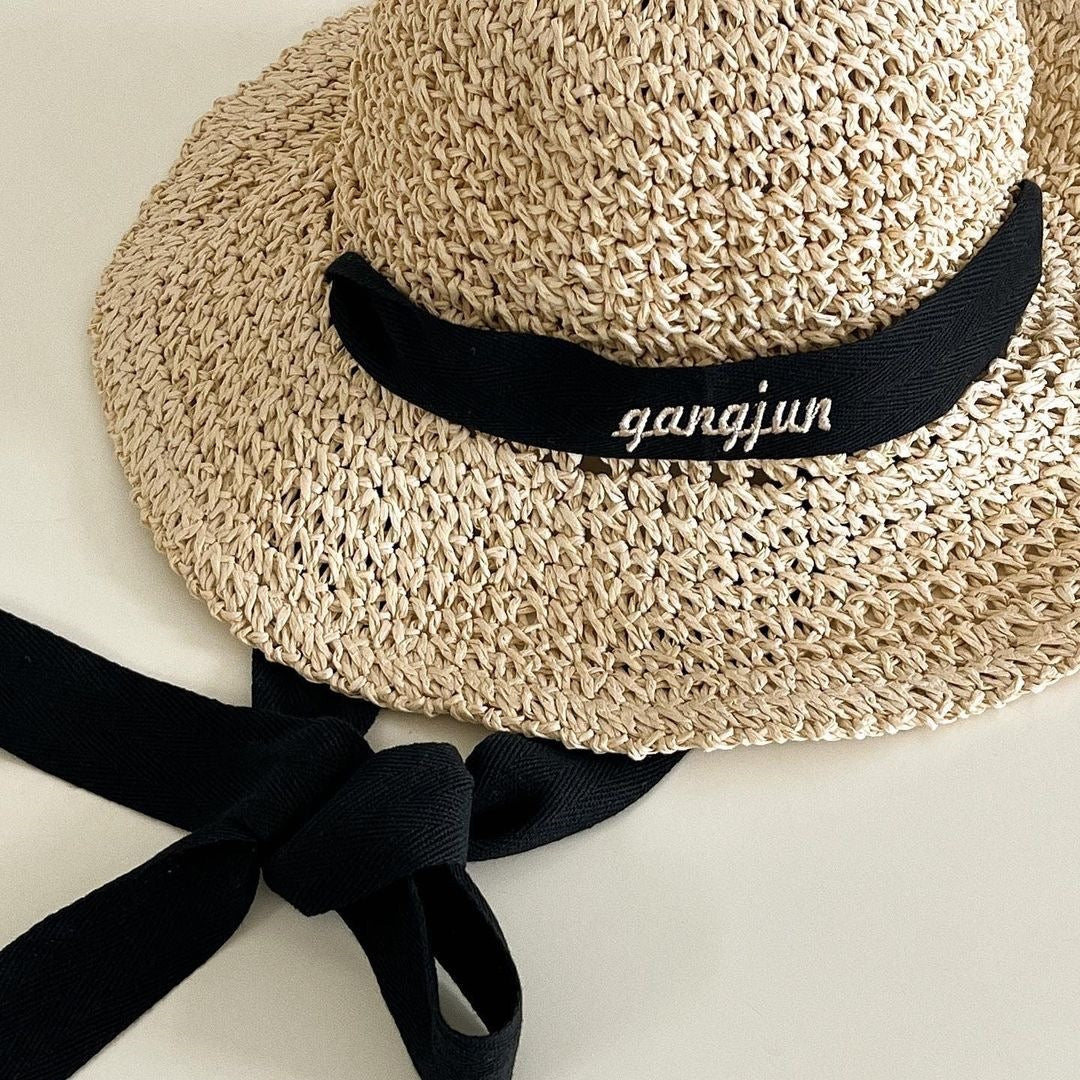 Handmade children’s straw sun hat with Custom name