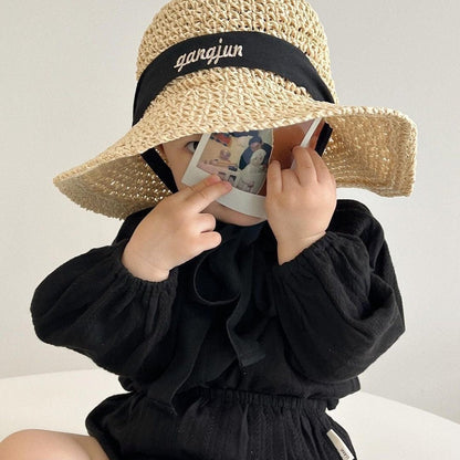 Handmade children’s straw sun hat with Custom name