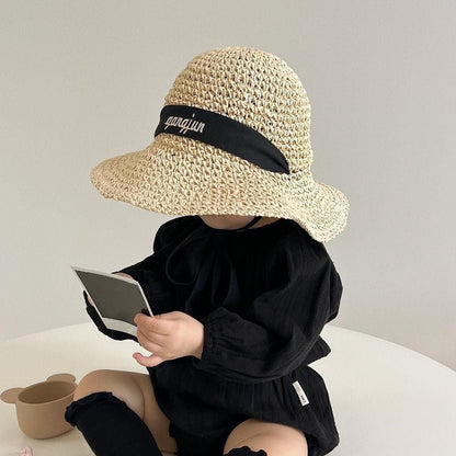 Handmade children’s straw sun hat with Custom name