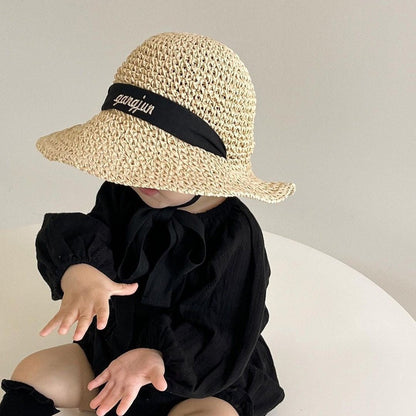 Handmade children’s straw sun hat with Custom name