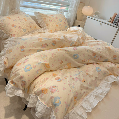 Lace Pure Cotton Bedding Set - Princess Style 100% Cotton Set