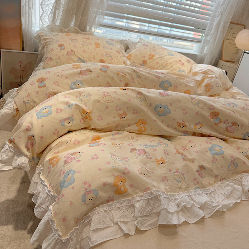 Lace Pure Cotton Bedding Set - Princess Style 100% Cotton Set