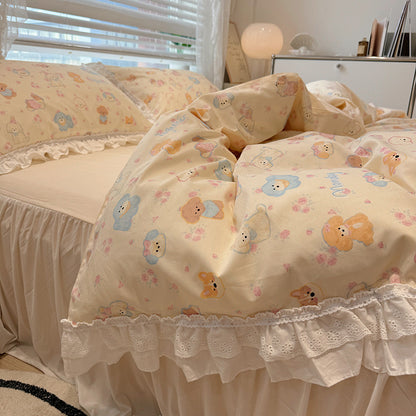 Lace Pure Cotton Bedding Set - Princess Style 100% Cotton Set