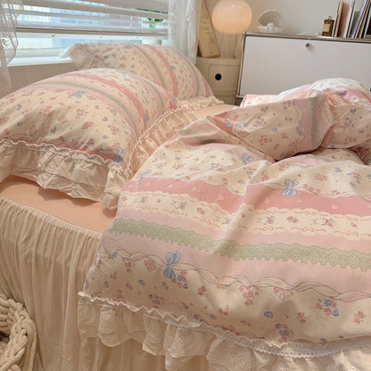 Lace Pure Cotton Bedding Set - Princess Style 100% Cotton Set