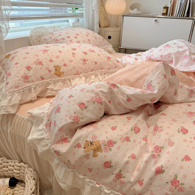 Lace Pure Cotton Bedding Set - Princess Style 100% Cotton Set