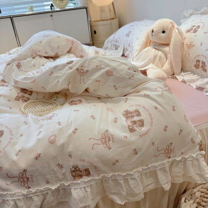 Lace Pure Cotton Bedding Set - Princess Style 100% Cotton Set