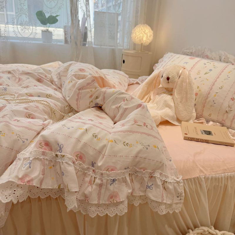 Lace Pure Cotton Bedding Set - Princess Style 100% Cotton Set