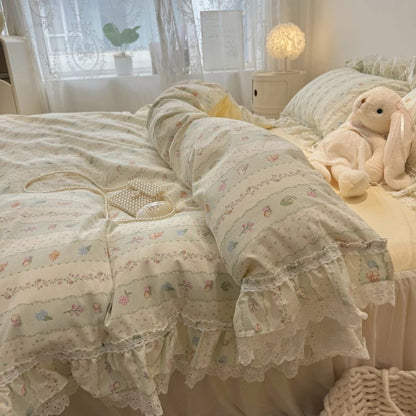 Lace Pure Cotton Bedding Set - Princess Style 100% Cotton Set