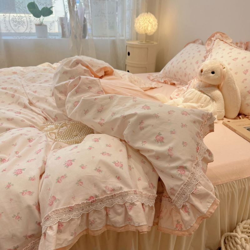 Lace Pure Cotton Bedding Set - Princess Style 100% Cotton Set