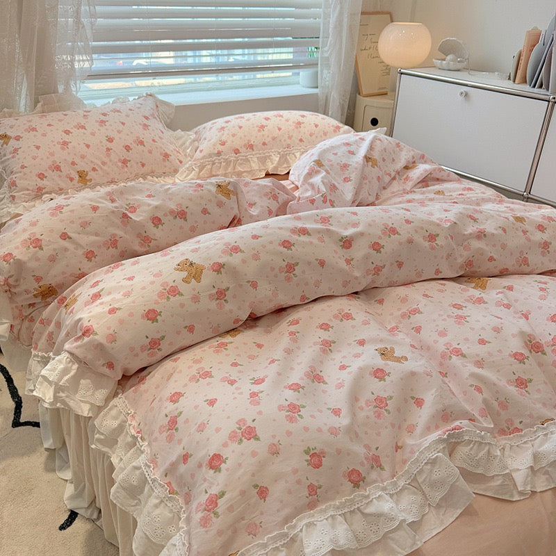 Lace Pure Cotton Bedding Set - Princess Style 100% Cotton Set